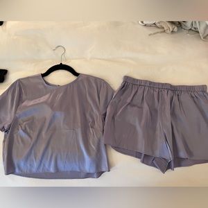 FLEUR DU MAL Purple silk Pajama set
